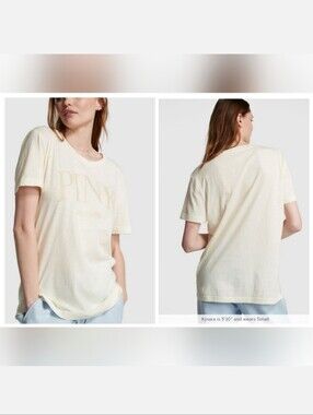 Victoria's secret pink cotton slub short sleeve cotton campus t-shirt MEDIUM